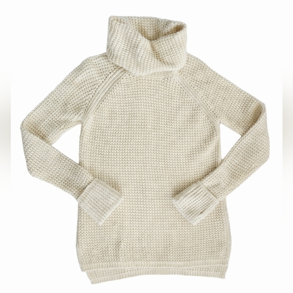 525 America Cream Shaker Turtleneck Sweater wool cotton knit oversized fit sz Sm